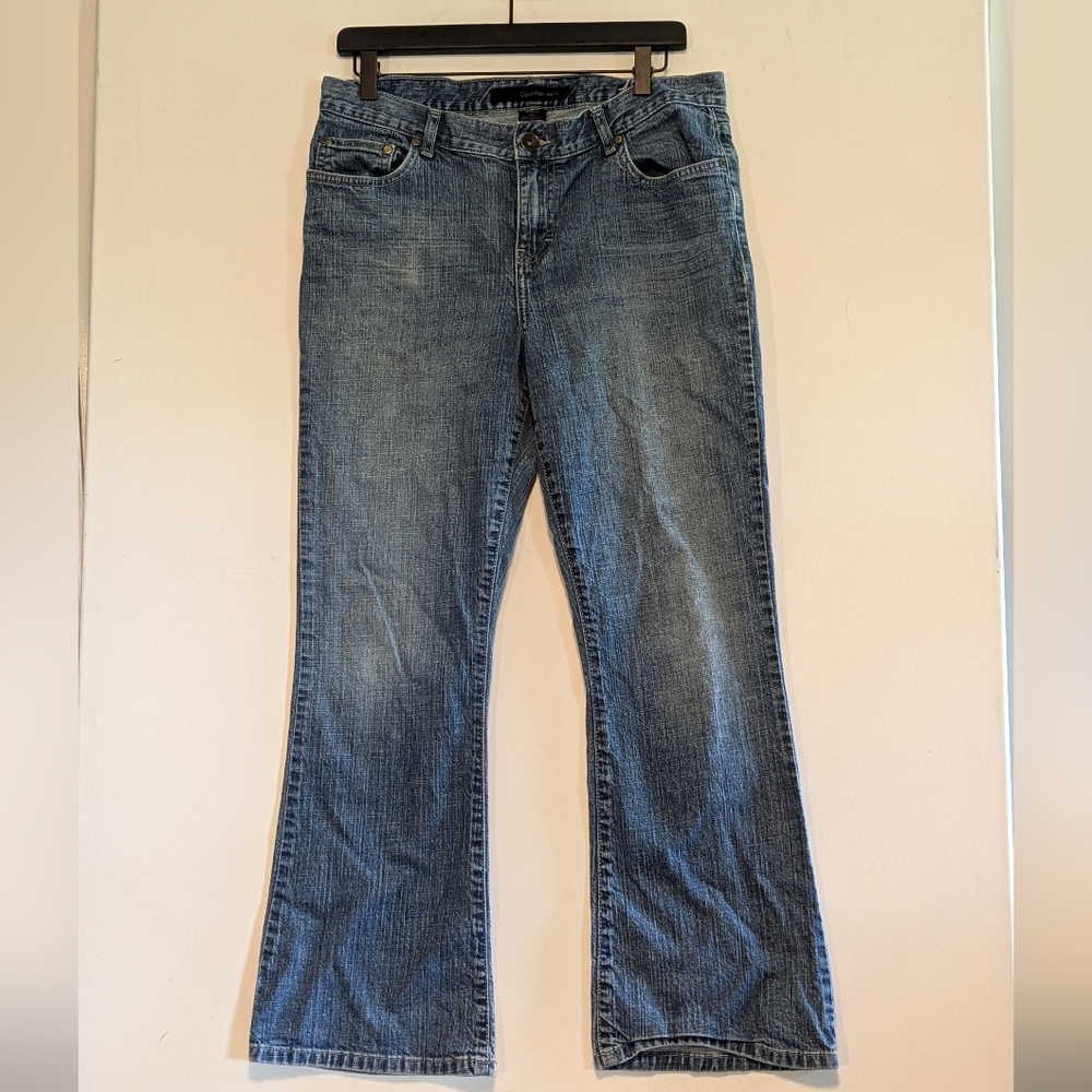 Calvin Klein Jeans Blue Flare Leg Sz 12 Denim Mid-Waist Great Used Cond Retro